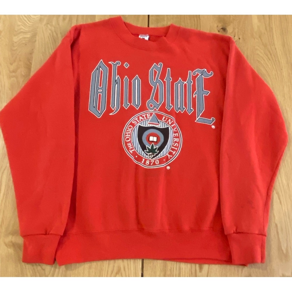 Vintage Ohio State University Sweatshirt Red‎ Men's Size Large NCAA